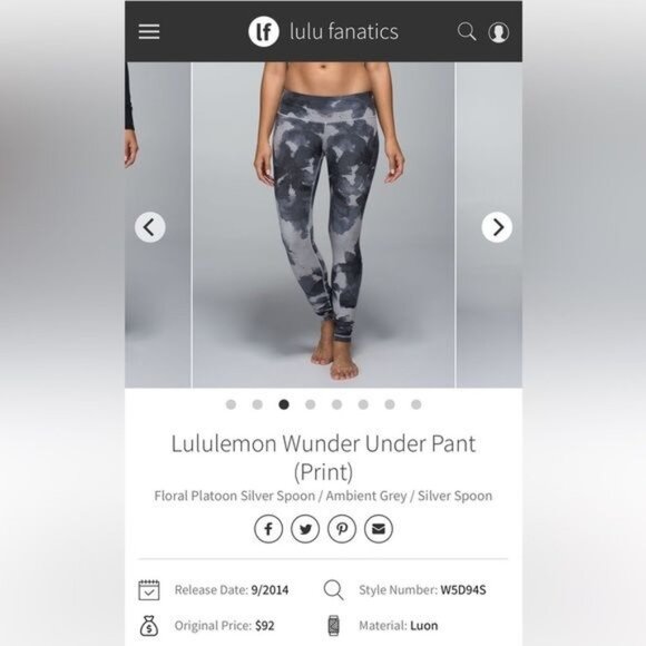 Lululemon Wunder Under Pant Floral Platoon Print Size 6 - Picture 5 of 5